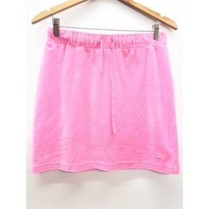 Juicy by Juicy Couture Pink Velour Mini Skirt‎ Crown Logo Drawstring Waist Sz M